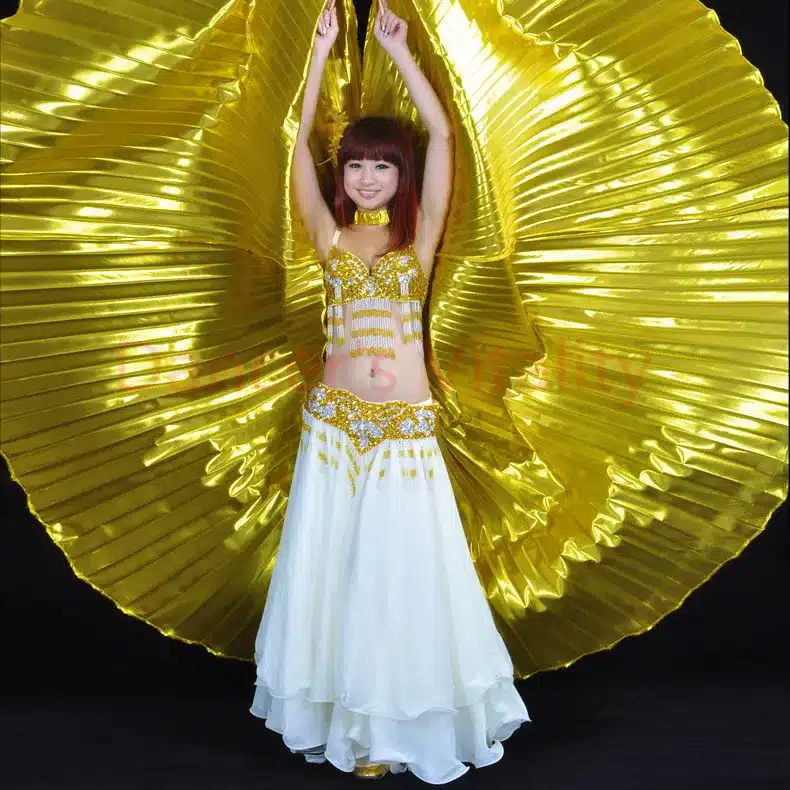 Wholesale 360 degree belly dance wing for women belly dance props gold and silve cloth belly dance wing girls dance accessories 15