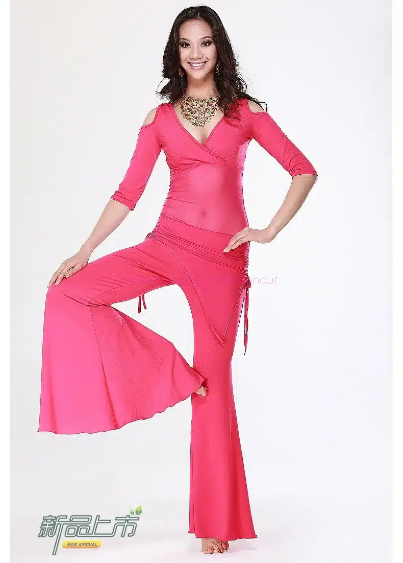 2016 HOT SALE!Half Sleeves belly dance set 3pcs top trouser and hip scarf for women belly dance suit 5colors M L XL 14