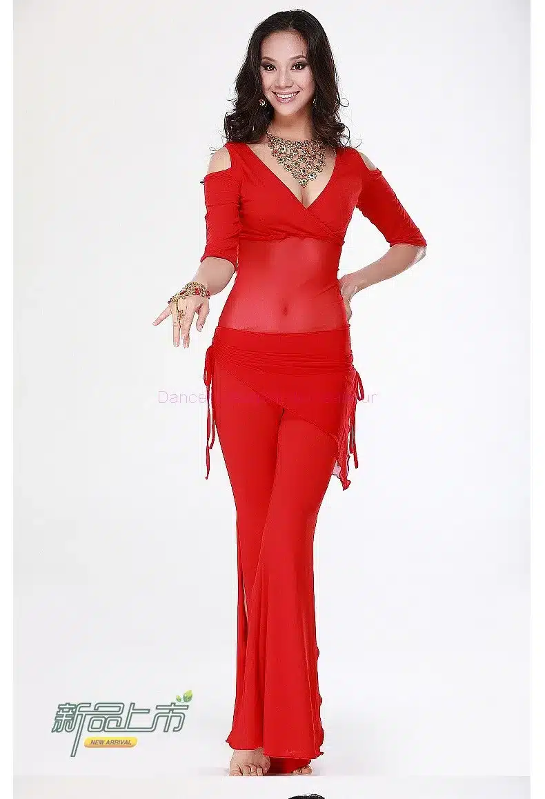 2016 HOT SALE!Half Sleeves belly dance set 3pcs top trouser and hip scarf for women belly dance suit 5colors M L XL 34