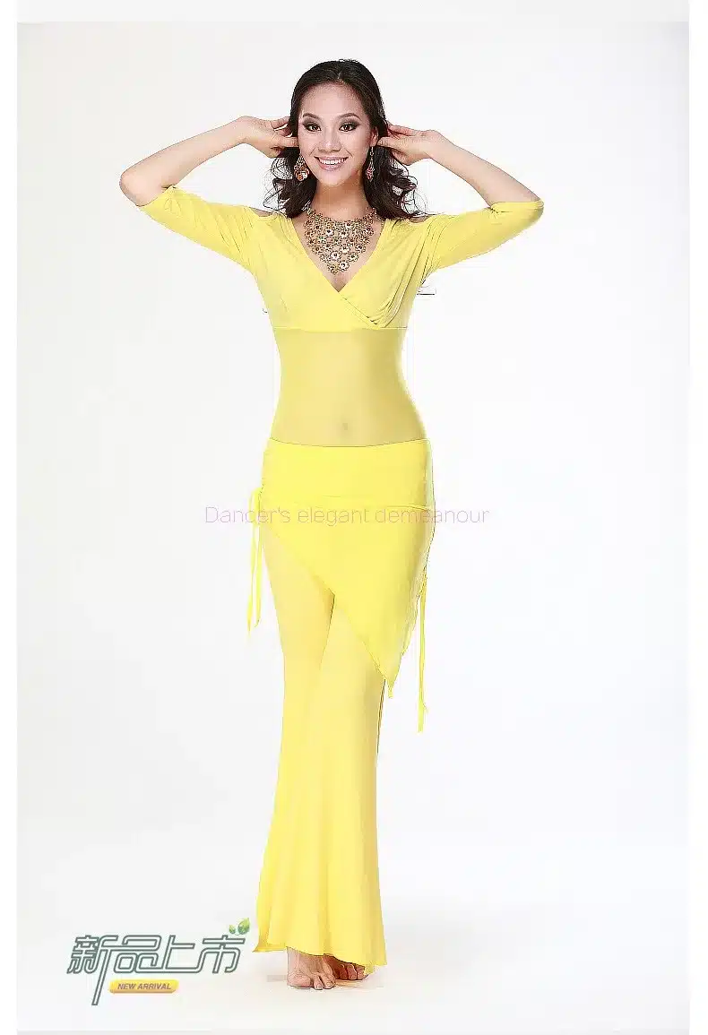 2016 HOT SALE!Half Sleeves belly dance set 3pcs top trouser and hip scarf for women belly dance suit 5colors M L XL 39