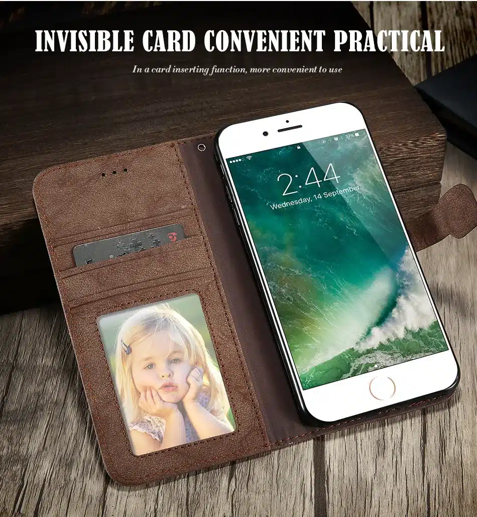 KISSCASE Matte PU Leather Cover For iPhone 6 6s Phone Case Wallet Holster Magnetic Buckle Covers For iPhone 7 8 Plus Case 10