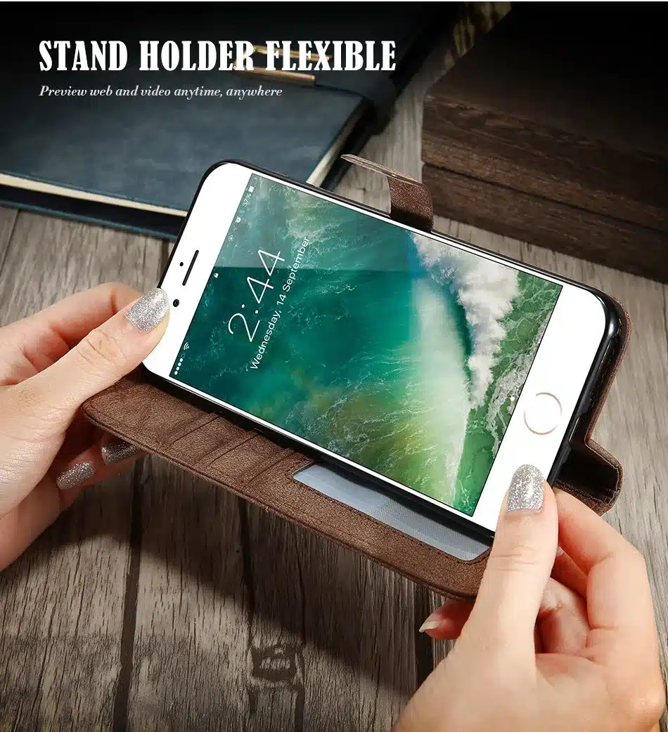 KISSCASE Matte PU Leather Cover For iPhone 6 6s Phone Case Wallet Holster Magnetic Buckle Covers For iPhone 7 8 Plus Case 11