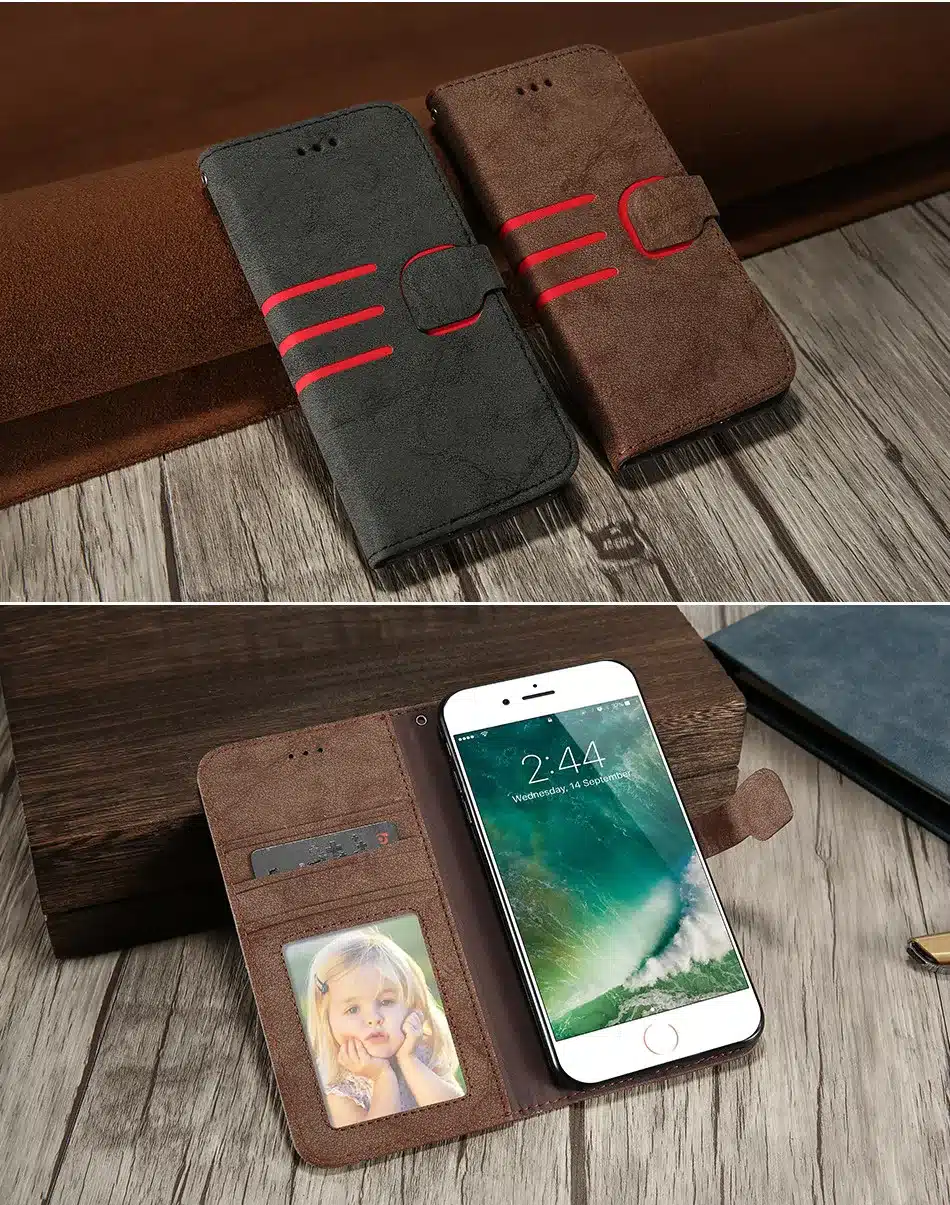 KISSCASE Matte PU Leather Cover For iPhone 6 6s Phone Case Wallet Holster Magnetic Buckle Covers For iPhone 7 8 Plus Case 17