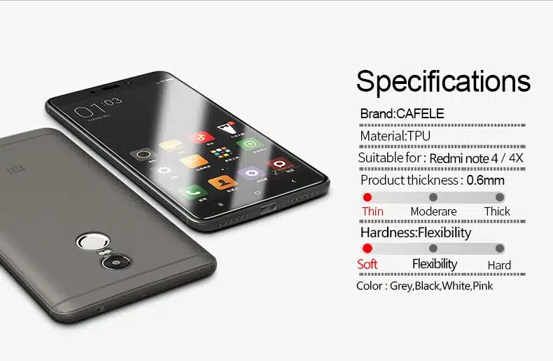 CAFELE Original Case for redmi note 4X Cases Candy Color Ultra Thin Fashion Luxury Silicone TPU Cover For redmi note 4 shell 18