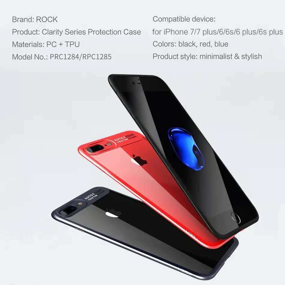 ROCK Slim Case for iPhone 7 6 6s plus, Transparent PC & TPU Silicone for iPhone Cover Coque for iPhone7 Case 15