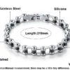 Stiilne mootorratta keti stiilis käevõru meestele, valmistatud roostevabast terasest ja silikoonist, läikiva pinnaviimistlusega. Käevõrul on ulatus 218 mm ja laius 8 mm, ühendades endas vastupidavuse ja stiilsuse. Tootel on kõrge poleerimisaste ning kaalub 30 grammi.