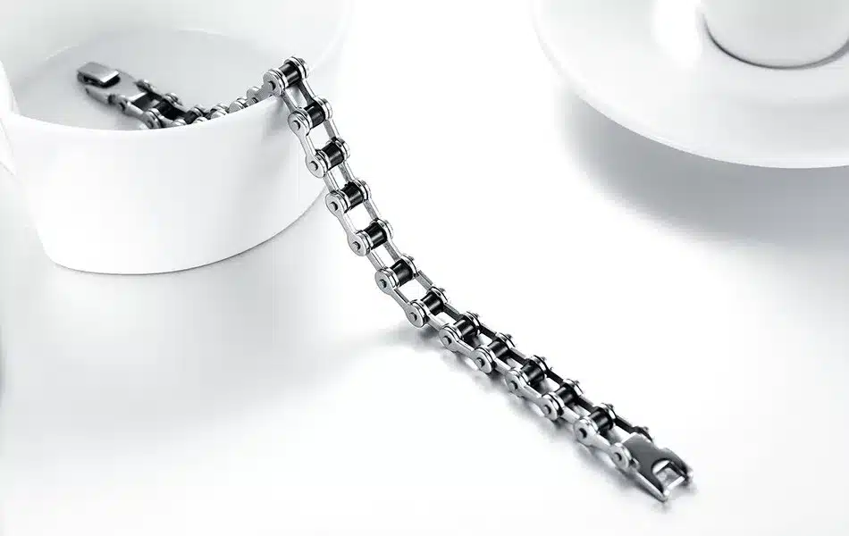 Effie Queen Top Quality Men's Motor Bike Chain Motorcycle Chain Bracelet Bangle Stainless Steel Jewelry with Silicone IB29 16