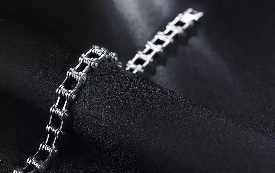 Effie Queen Top Quality Men's Motor Bike Chain Motorcycle Chain Bracelet Bangle Stainless Steel Jewelry with Silicone IB29 26