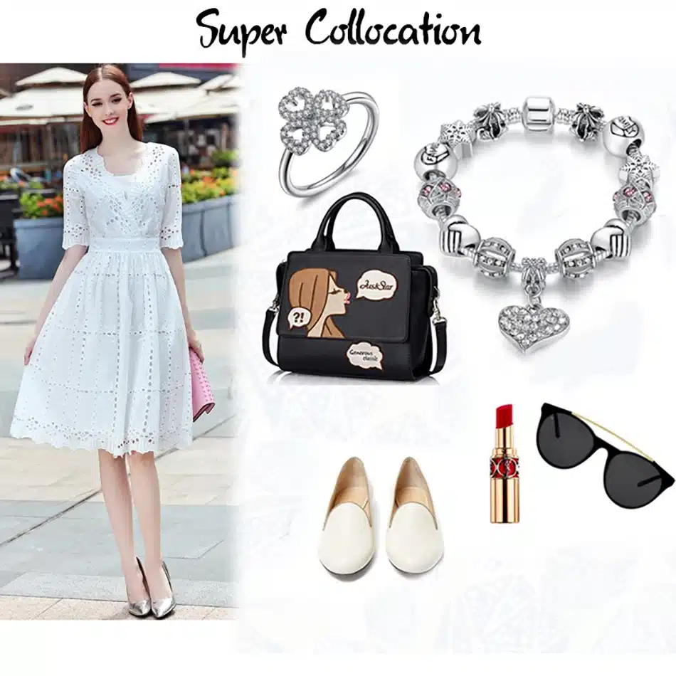 ELESHE Luxury Brand Women Bracelet 925 Unique Silver Crystal Charm Bracelet for Women DIY Beads Bracelets & Bangles Jewelry Gift 36