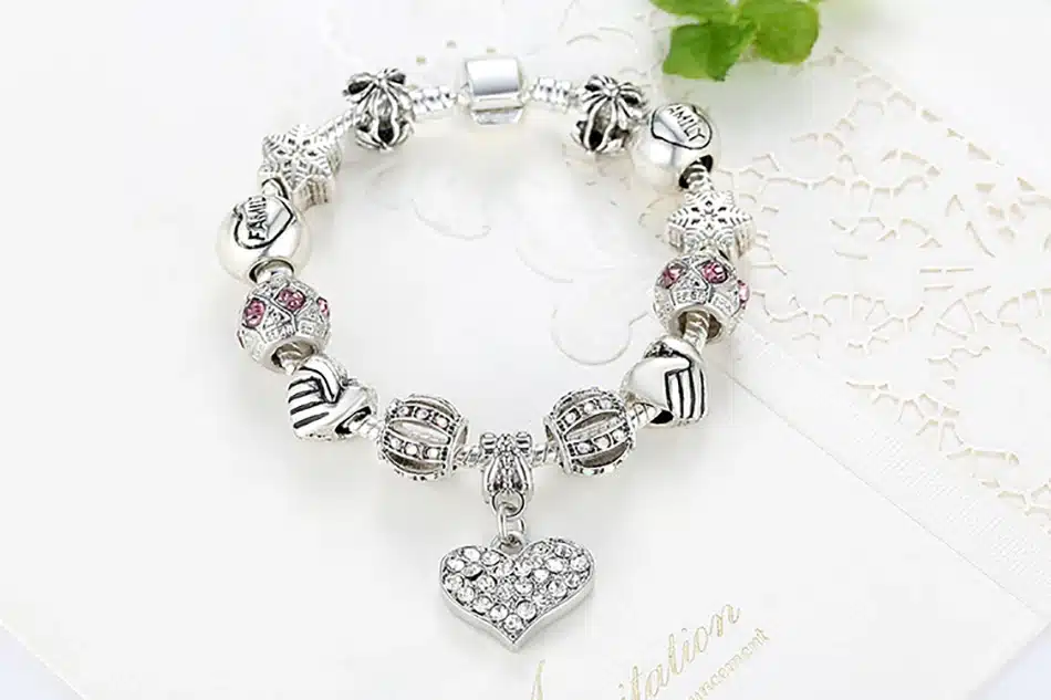 ELESHE Luxury Brand Women Bracelet 925 Unique Silver Crystal Charm Bracelet for Women DIY Beads Bracelets & Bangles Jewelry Gift 40