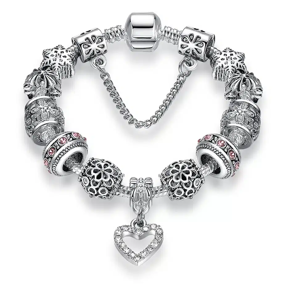 ELESHE Luxury Brand Women Bracelet 925 Unique Silver Crystal Charm Bracelet for Women DIY Beads Bracelets & Bangles Jewelry Gift 41
