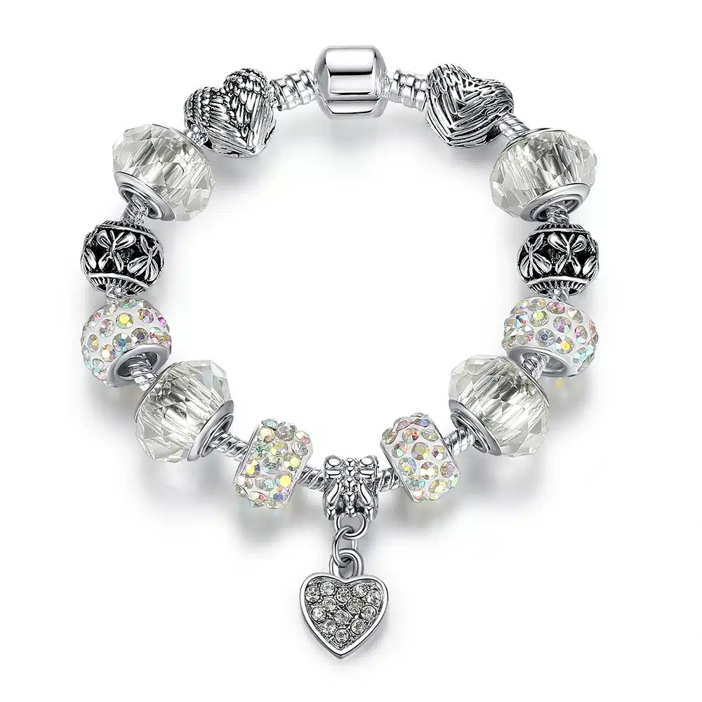 ELESHE Luxury Brand Women Bracelet 925 Unique Silver Crystal Charm Bracelet for Women DIY Beads Bracelets & Bangles Jewelry Gift 49