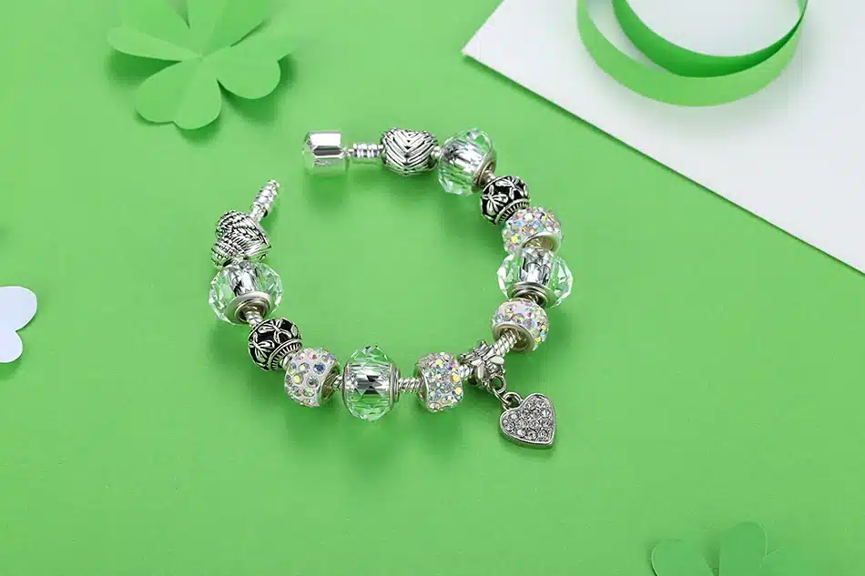 ELESHE Luxury Brand Women Bracelet 925 Unique Silver Crystal Charm Bracelet for Women DIY Beads Bracelets & Bangles Jewelry Gift 51