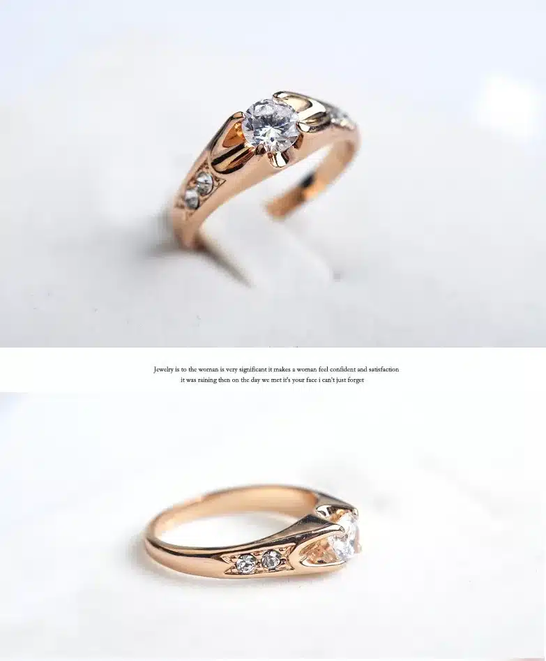 USTAR Top quality Austria Crystals wedding Rings for women Rose Gold color Engagement Rings Female Anel Bijoux Party Christmas s 17
