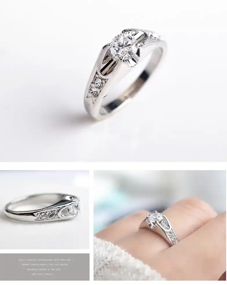 USTAR Top quality Austria Crystals wedding Rings for women Rose Gold color Engagement Rings Female Anel Bijoux Party Christmas s 19