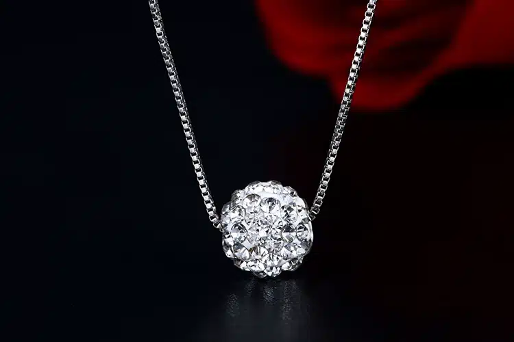 S925 pure silver necklace female short design crystal Shambhala ball chain elegant brief anti-allergic 2
