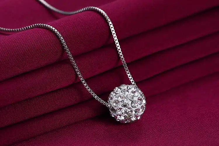 S925 pure silver necklace female short design crystal Shambhala ball chain elegant brief anti-allergic 3