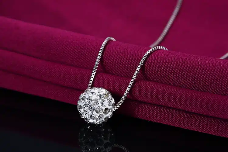 S925 pure silver necklace female short design crystal Shambhala ball chain elegant brief anti-allergic 4