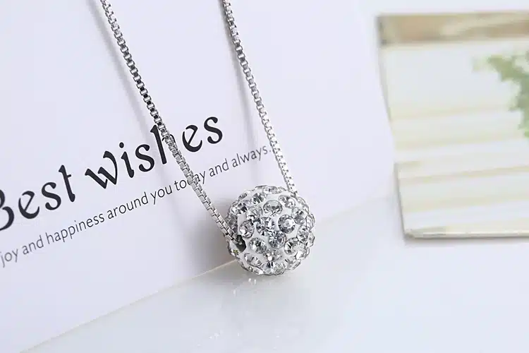 S925 pure silver necklace female short design crystal Shambhala ball chain elegant brief anti-allergic 5
