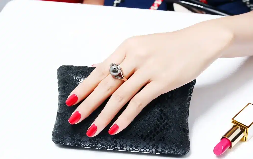Rose gold ring with Gray Pearl for women Leaf Trendy jewellery dropshipping anel anillos aneis bagues femme statement jewelry 14