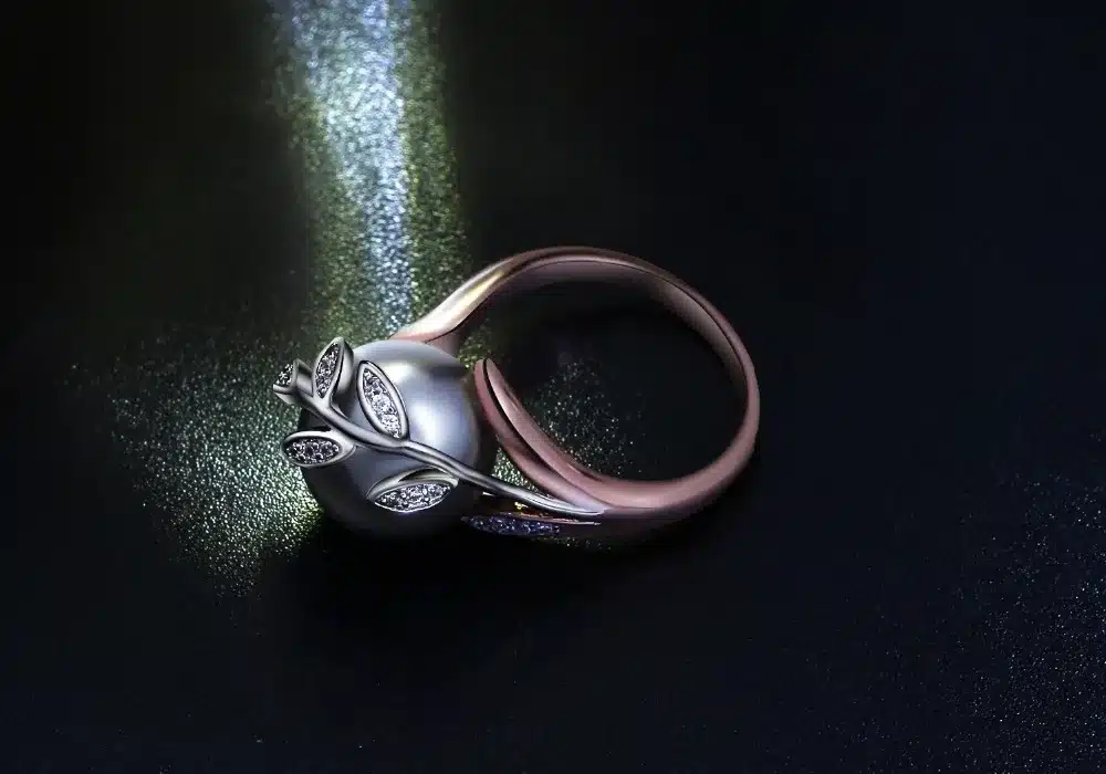 Rose gold ring with Gray Pearl for women Leaf Trendy jewellery dropshipping anel anillos aneis bagues femme statement jewelry 20