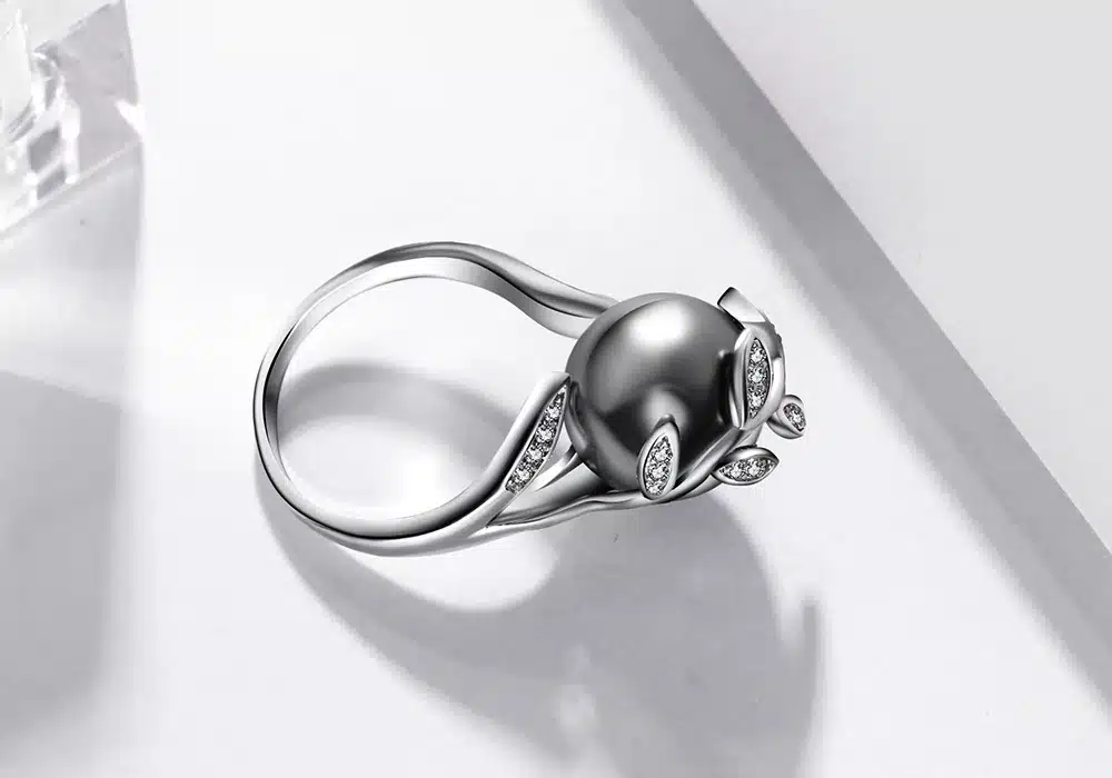Rose gold ring with Gray Pearl for women Leaf Trendy jewellery dropshipping anel anillos aneis bagues femme statement jewelry 25