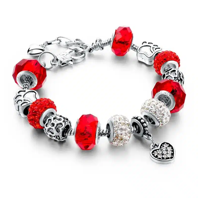 LongWay European Style Authentic Tibetan Silver Blue Crystal Charm Bracelet for Women Original DIY Beads Jewelry Christmas Gift 18