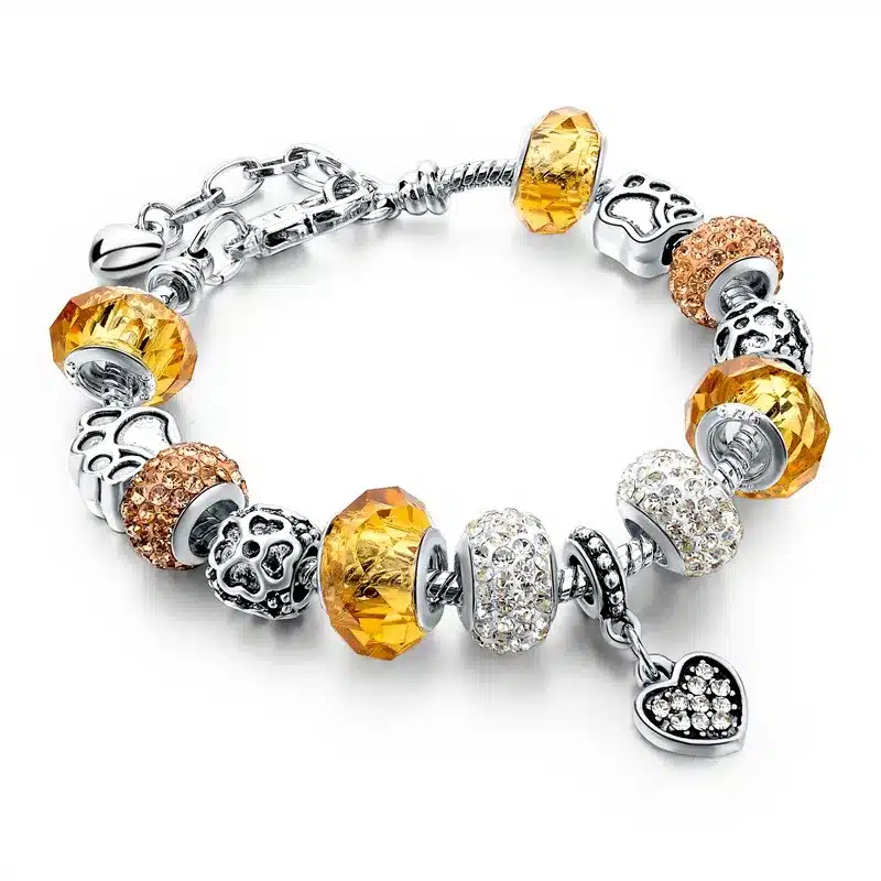 LongWay European Style Authentic Tibetan Silver Blue Crystal Charm Bracelet for Women Original DIY Beads Jewelry Christmas Gift 19