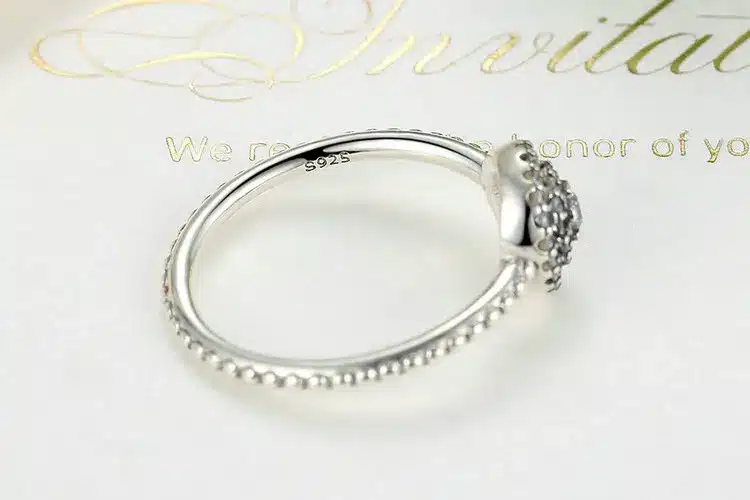 BAMOER 3 Size 925 Sterling Silver Round Shape Radiant Elegance, Clear CZ Flower Finger Rings for Women Ring Jewelry PA7178 22