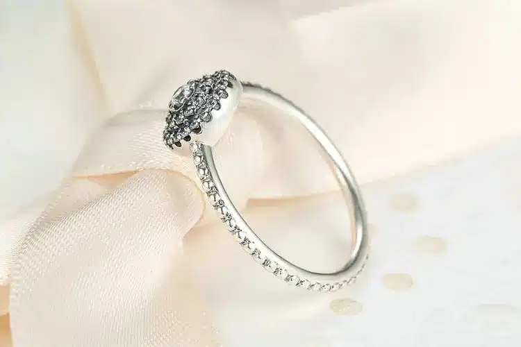BAMOER 3 Size 925 Sterling Silver Round Shape Radiant Elegance, Clear CZ Flower Finger Rings for Women Ring Jewelry PA7178 24