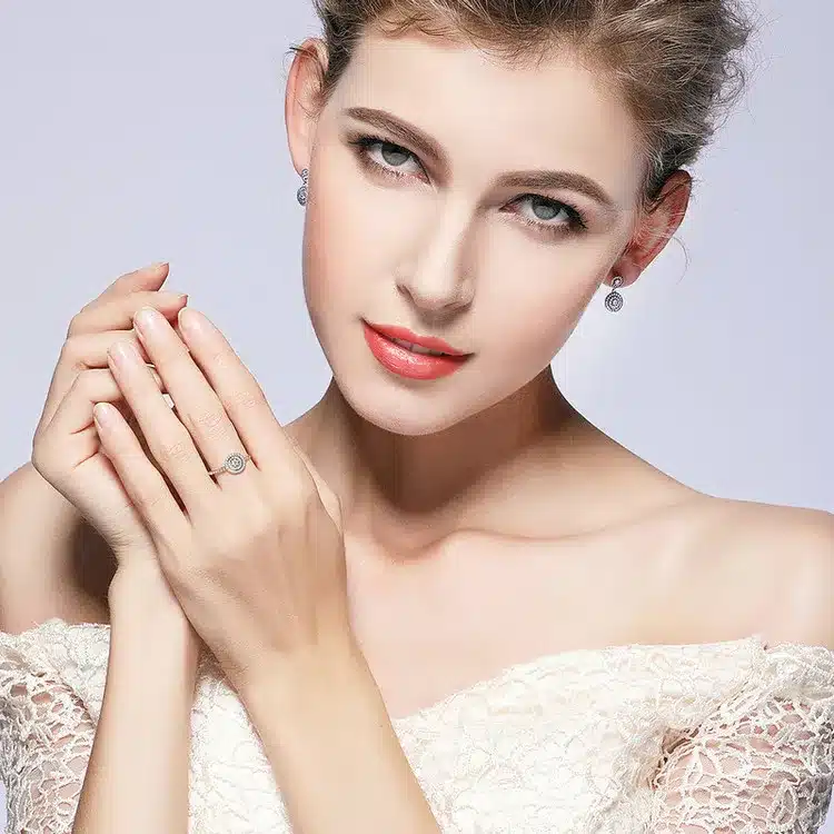 BAMOER 3 Size 925 Sterling Silver Round Shape Radiant Elegance, Clear CZ Flower Finger Rings for Women Ring Jewelry PA7178 29