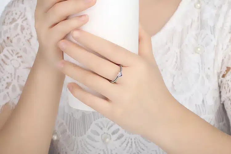 BAMOER 3 Colors Authentic 100% 925 Sterling Silver Ring Love Heart Ring Original Wedding Jewelry PA7107 28