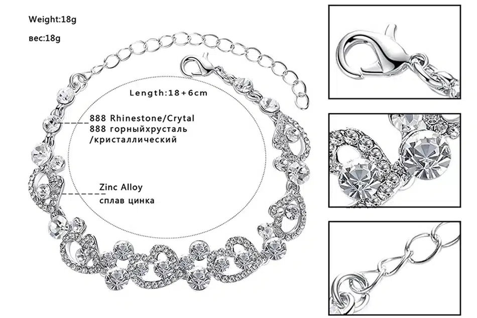 Mecresh Romantic Heart Crystal Wedding Jewelry Sets Silver Color Bridal Necklace Earrings Bracelets Sets For Women TL310+MSL285 22