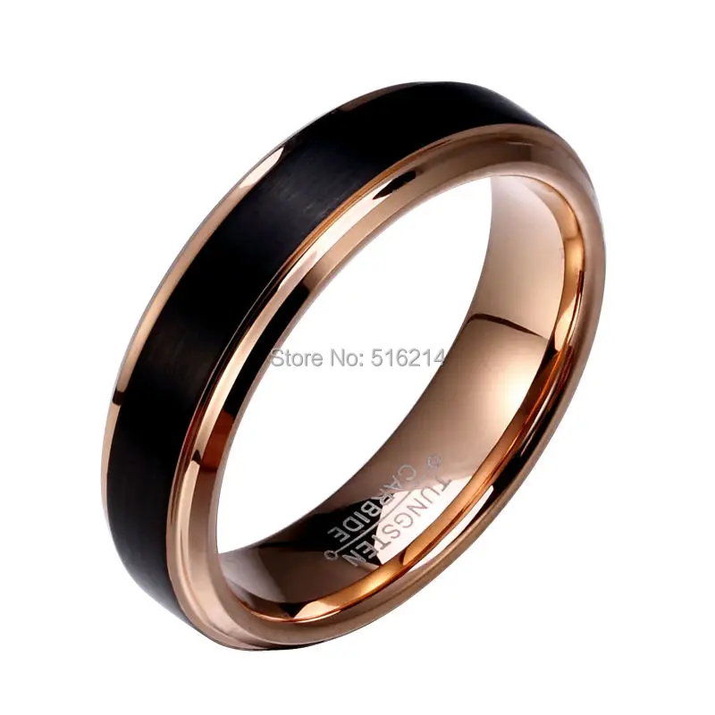 8mm/6mm/4mm Black & Rose Gold Color Tungsten Carbide Wedding Band for Boy and Girl Friendship Ring Russian Men Simple Jewelry 26