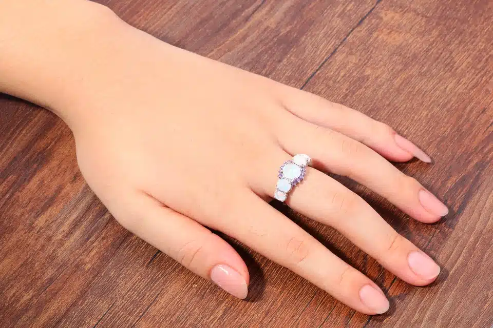 CiNily Created White Fire Opal Purple Zircon Silver Color Wholesale Hot Sell for Women Jewelry Wedding Ring Size 5-12 OJ4583 14