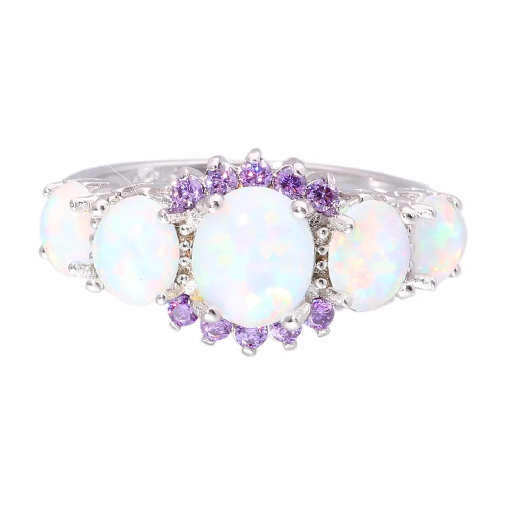 CiNily Created White Fire Opal Purple Zircon Silver Color Wholesale Hot Sell for Women Jewelry Wedding Ring Size 5-12 OJ4583 15