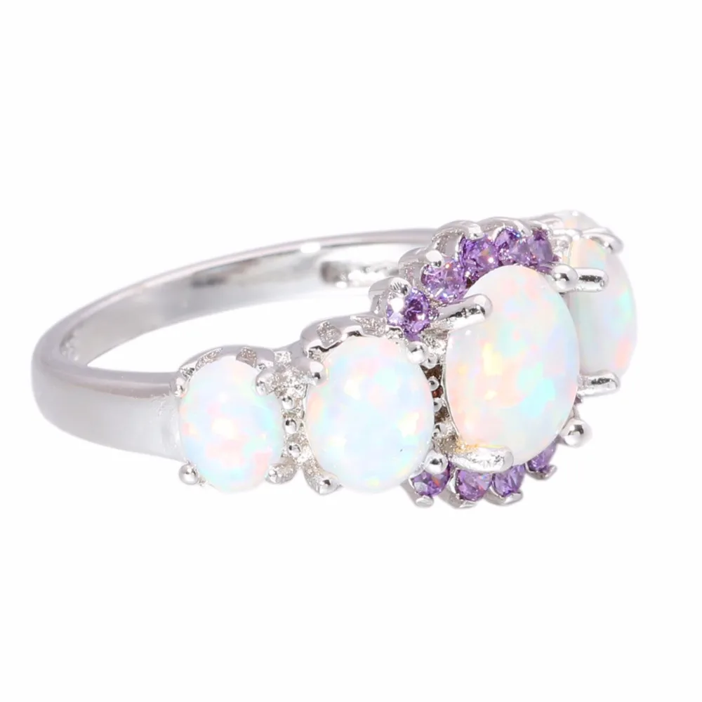 CiNily Created White Fire Opal Purple Zircon Silver Color Wholesale Hot Sell for Women Jewelry Wedding Ring Size 5-12 OJ4583 16