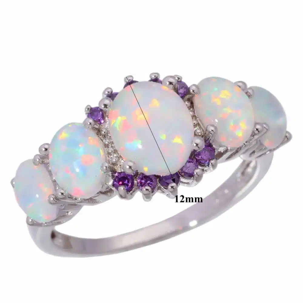 CiNily Created White Fire Opal Purple Zircon Silver Color Wholesale Hot Sell for Women Jewelry Wedding Ring Size 5-12 OJ4583 17