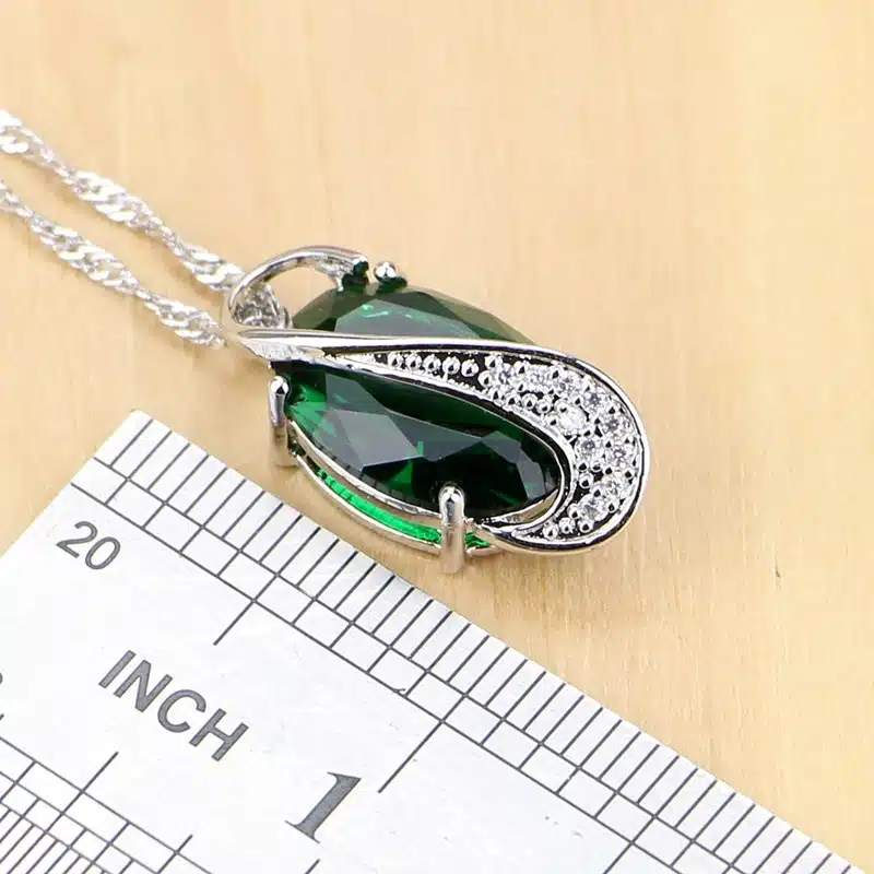 925 Sterling Silver Jewelry Green Zircon White CZ Jewelry Sets Women Earrings/Pendant/Necklace/Rings/Bracelet T225 41