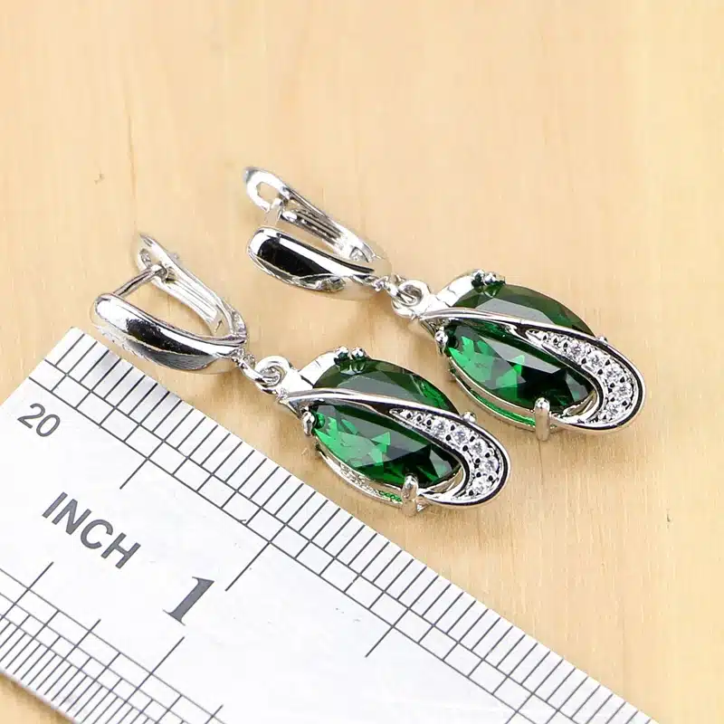 925 Sterling Silver Jewelry Green Zircon White CZ Jewelry Sets Women Earrings/Pendant/Necklace/Rings/Bracelet T225 42