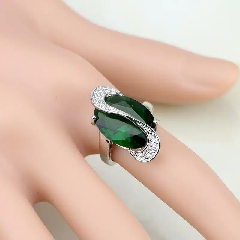 925 Sterling Silver Jewelry Green Zircon White CZ Jewelry Sets Women Earrings/Pendant/Necklace/Rings/Bracelet T225 43