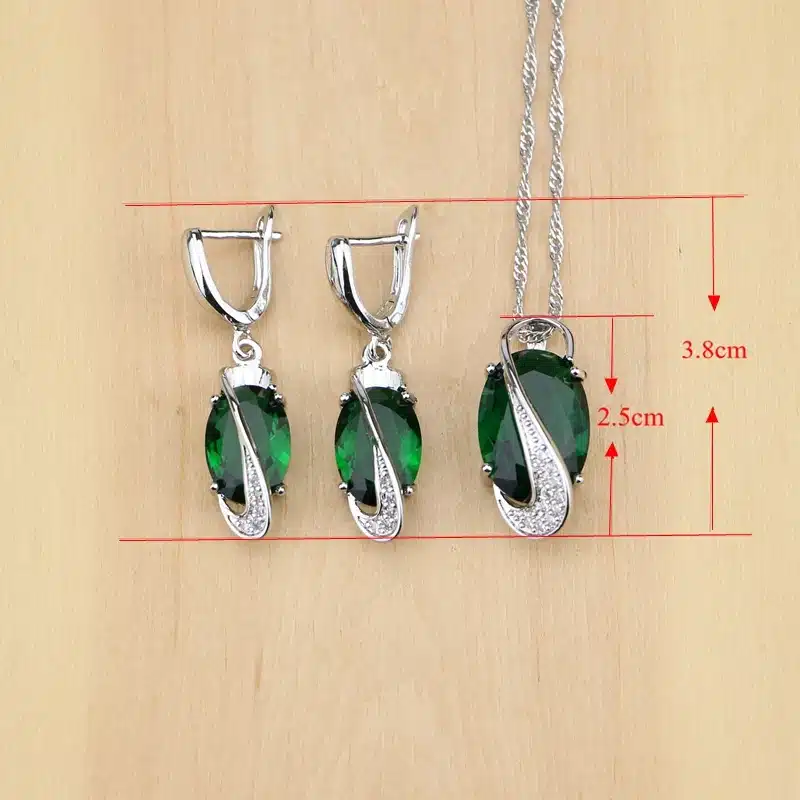 925 Sterling Silver Jewelry Green Zircon White CZ Jewelry Sets Women Earrings/Pendant/Necklace/Rings/Bracelet T225 44