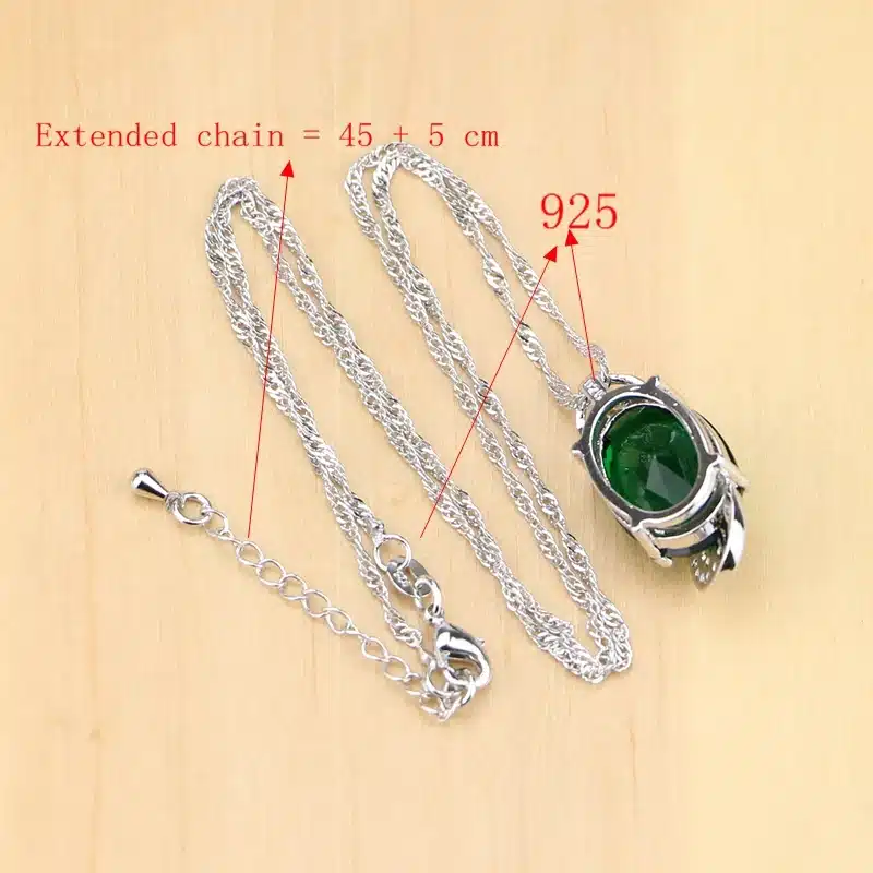 925 Sterling Silver Jewelry Green Zircon White CZ Jewelry Sets Women Earrings/Pendant/Necklace/Rings/Bracelet T225 45