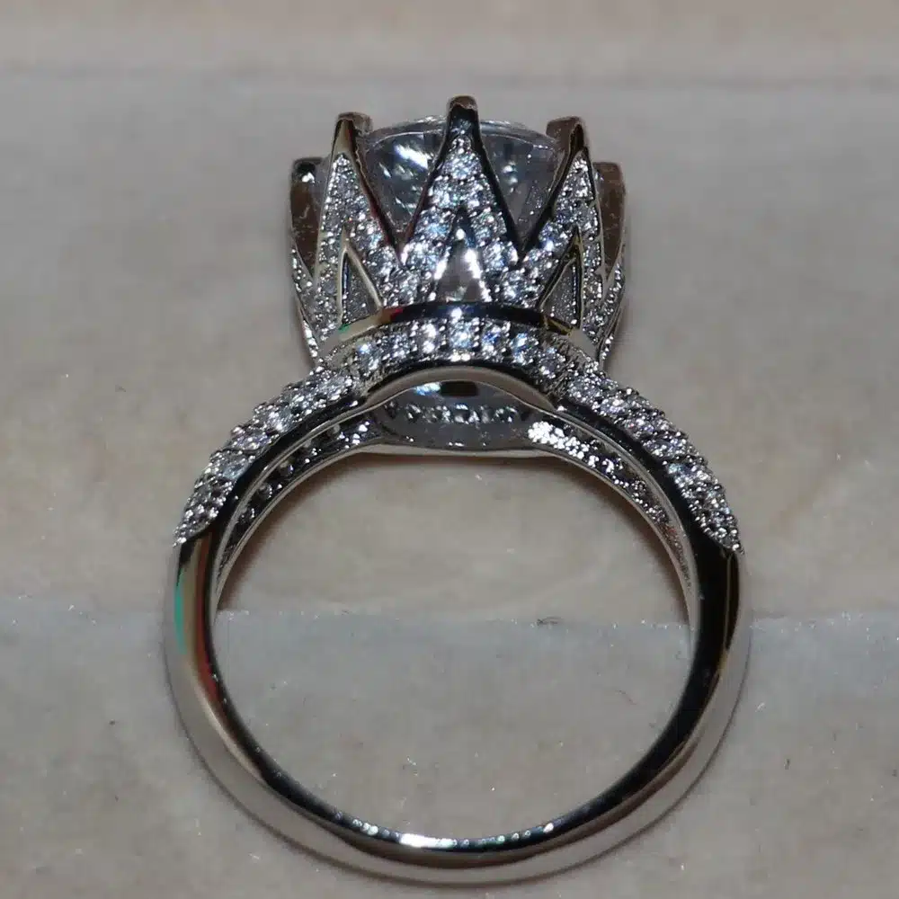 Fashion Jewelry 8ct Solitaire Luxury 925 Silver Big White 5A CZ Simulated stones Wedding Women Band Crown Ring gift Size 5-11 5