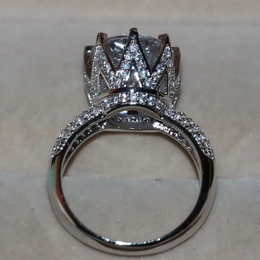 Fashion Jewelry 8ct Solitaire Luxury 925 Silver Big White 5A CZ Simulated stones Wedding Women Band Crown Ring gift Size 5-11 8