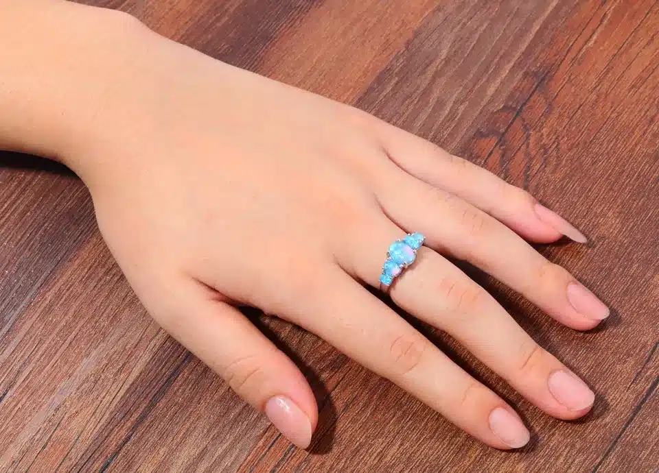 CiNily Created Blue Fire Opal Silver Plated Wholesale Hot Sell Wedding Party for Women Jewelry Ring Size 5-12 OJ4494 14