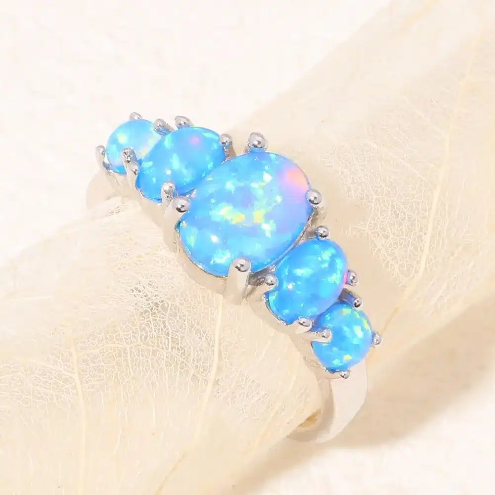 CiNily Created Blue Fire Opal Silver Plated Wholesale Hot Sell Wedding Party for Women Jewelry Ring Size 5-12 OJ4494 15