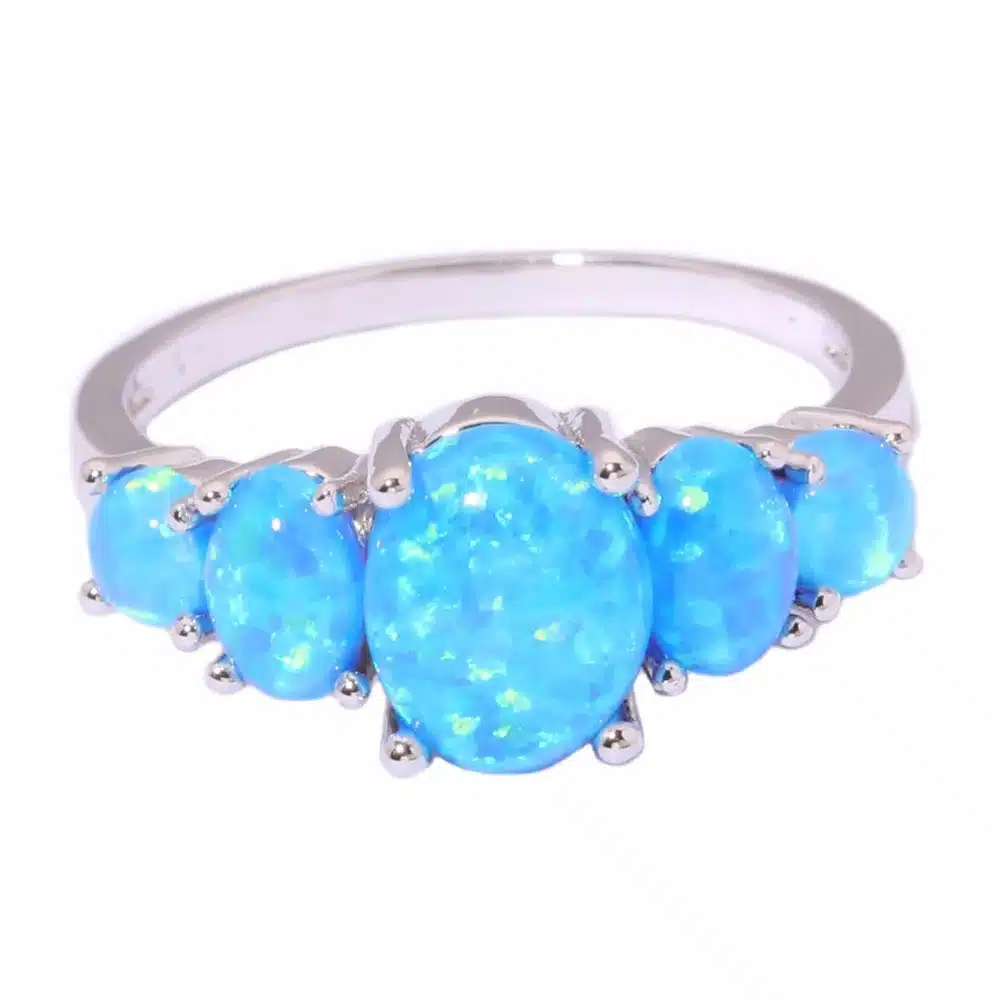 CiNily Created Blue Fire Opal Silver Plated Wholesale Hot Sell Wedding Party for Women Jewelry Ring Size 5-12 OJ4494 16