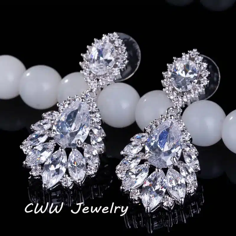 CWWZircons Elegant Chandelier AAA+ Cubic Zirconia Long Big Crystal Bridal Dangle Drop Earring For Wedding Jewelry CZ202 25
