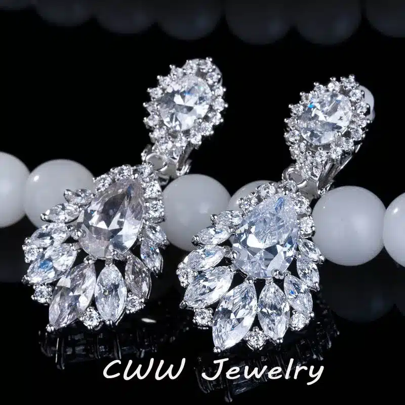 CWWZircons Elegant Chandelier AAA+ Cubic Zirconia Long Big Crystal Bridal Dangle Drop Earring For Wedding Jewelry CZ202 26
